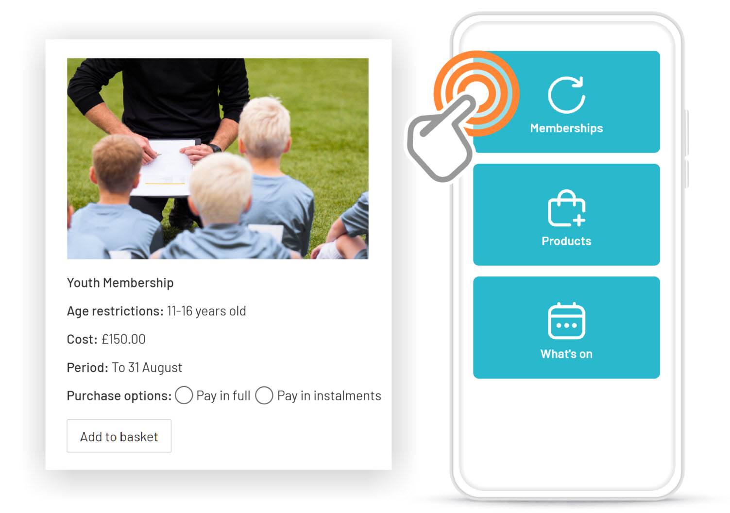 sports club management software custom check-out