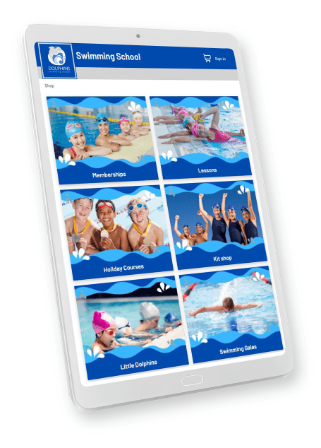 swim school software - online branded shop
